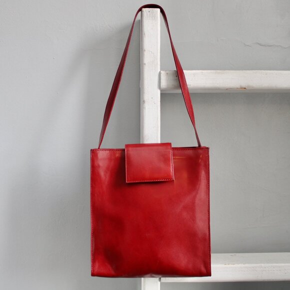 HOBO Handbags - HOBO International Red Leather Shoulder Tote Bag Purse with Structured Design